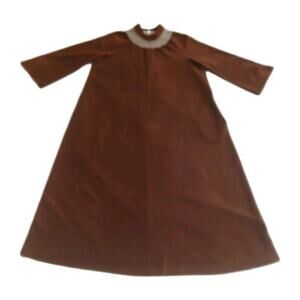 Vintage Vanity Fair Brown Long Sleeve Nightgown 70s-80s Cozy Lounge Dress M